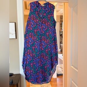 Vibrant Purple Floral-Print Sleeveless Midi Dress